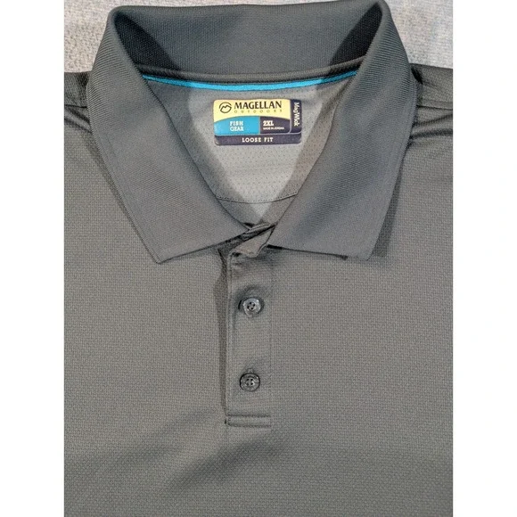 Magellan Outdoor Fish Gear Men 2XL Gray MagWick Loose Fit Performance Polo Shirt - Picture 2 of 7